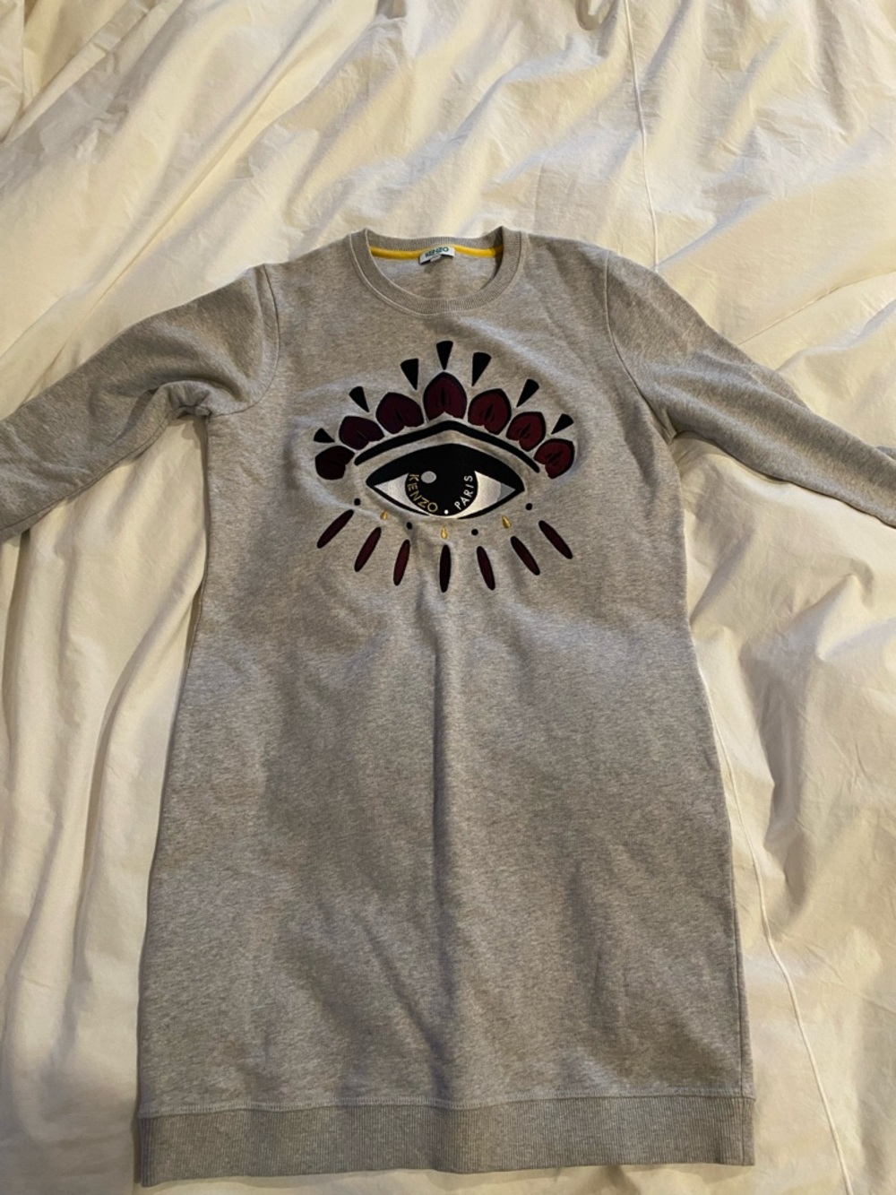 Kenzo Grey Crewneck Sweatshirt with Yellow Neck Tape (authentic)